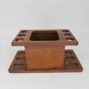 Estate MCM Vintage Decatur Deco Walnut Wood 6 Pipe Rack Holder Stand Display